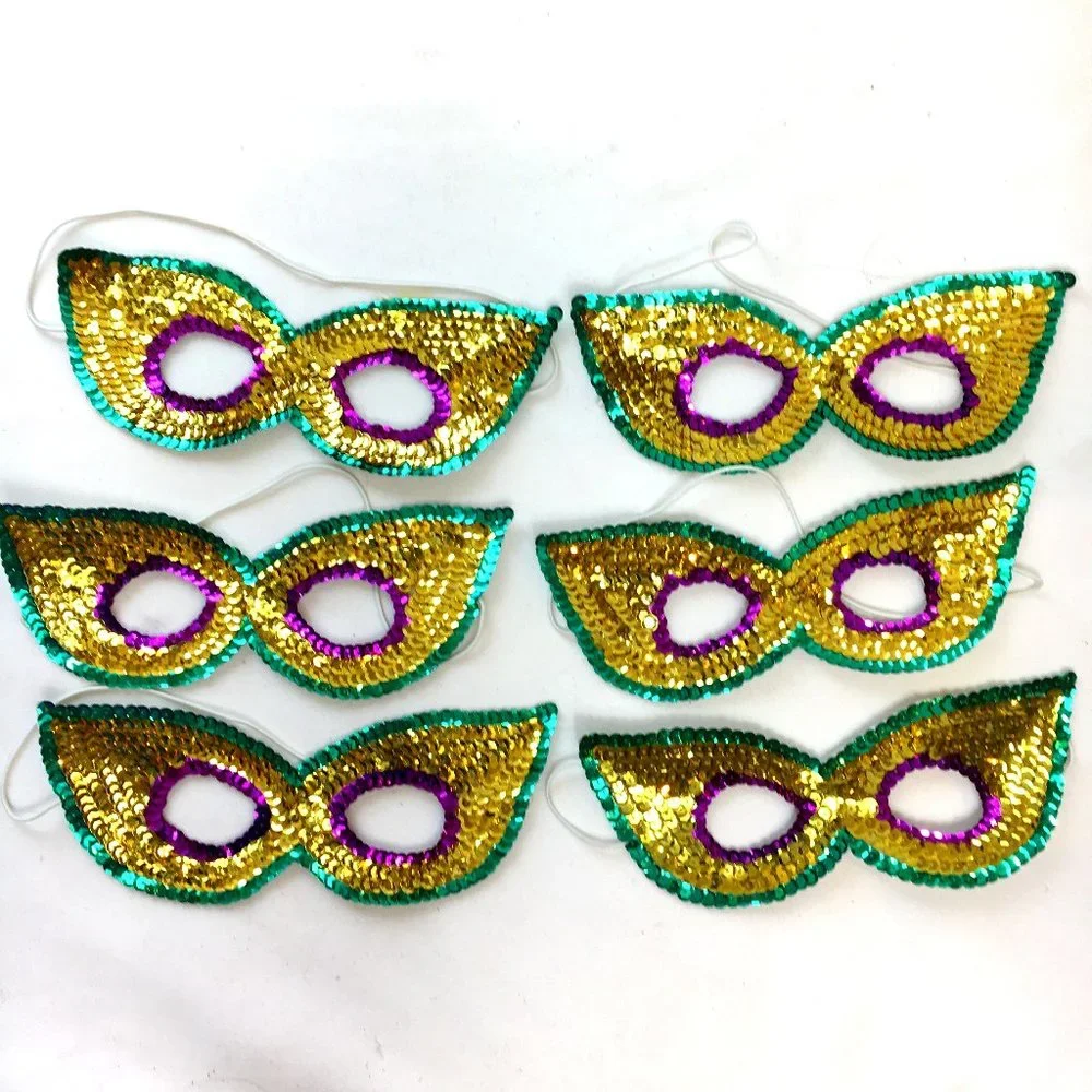 Lot of Six Gold Green Purple Face mask NOS